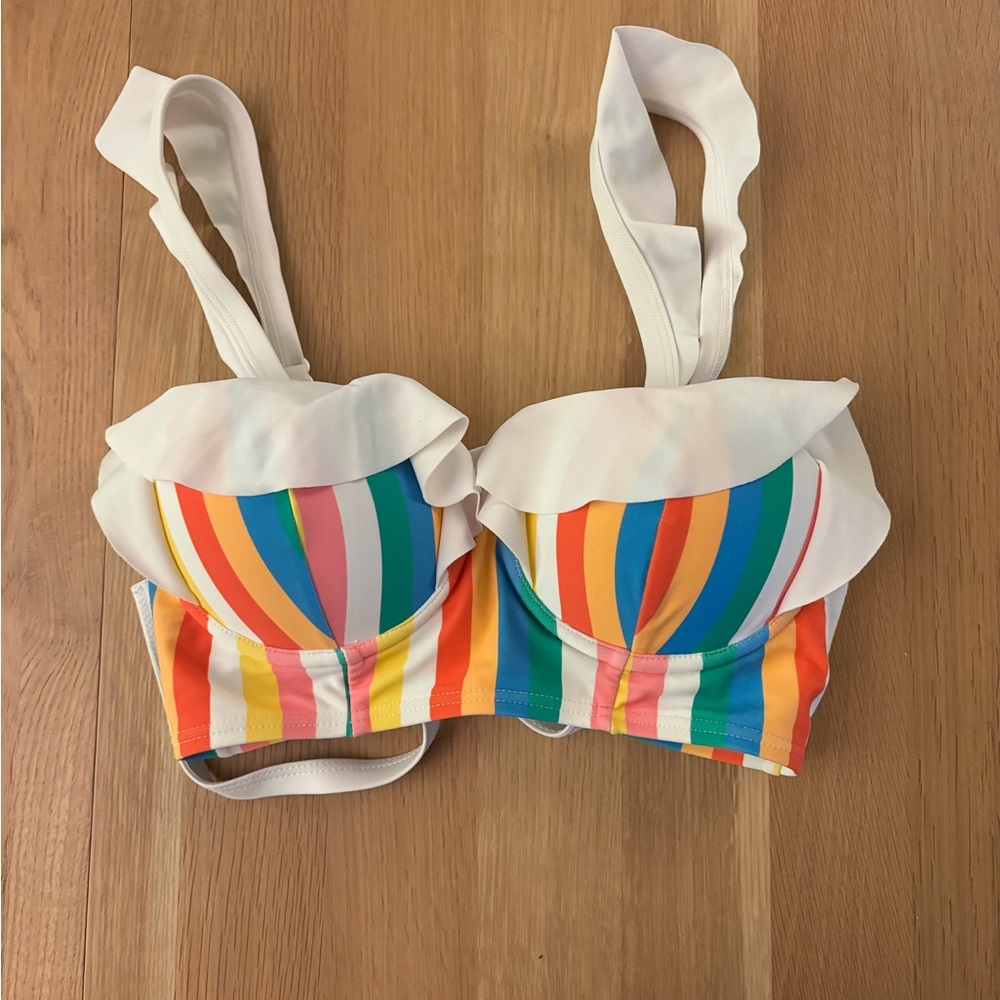 Unique Vintage Multicolor Striped Bikini Top
